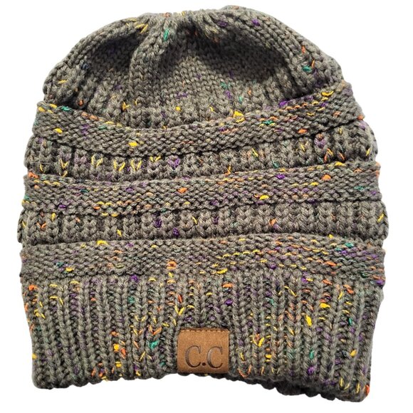 C.C Exclusives Soft Stretch Cable Knit Messy Bun Ponytail Beanie Hat Women's OS - Picture 1 of 7